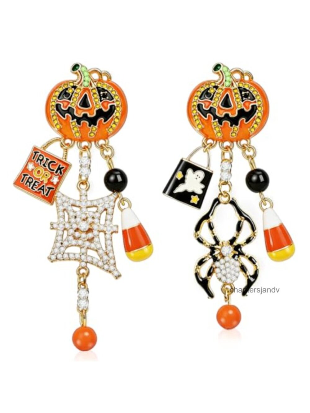 Halloween Pumpkin Spider Dangle Earrings Rhinestone Alloy Women's Jewelry